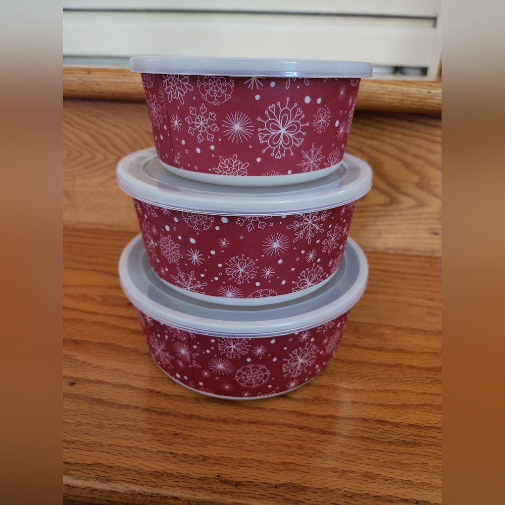 Christmas snowflake round food storage containers new